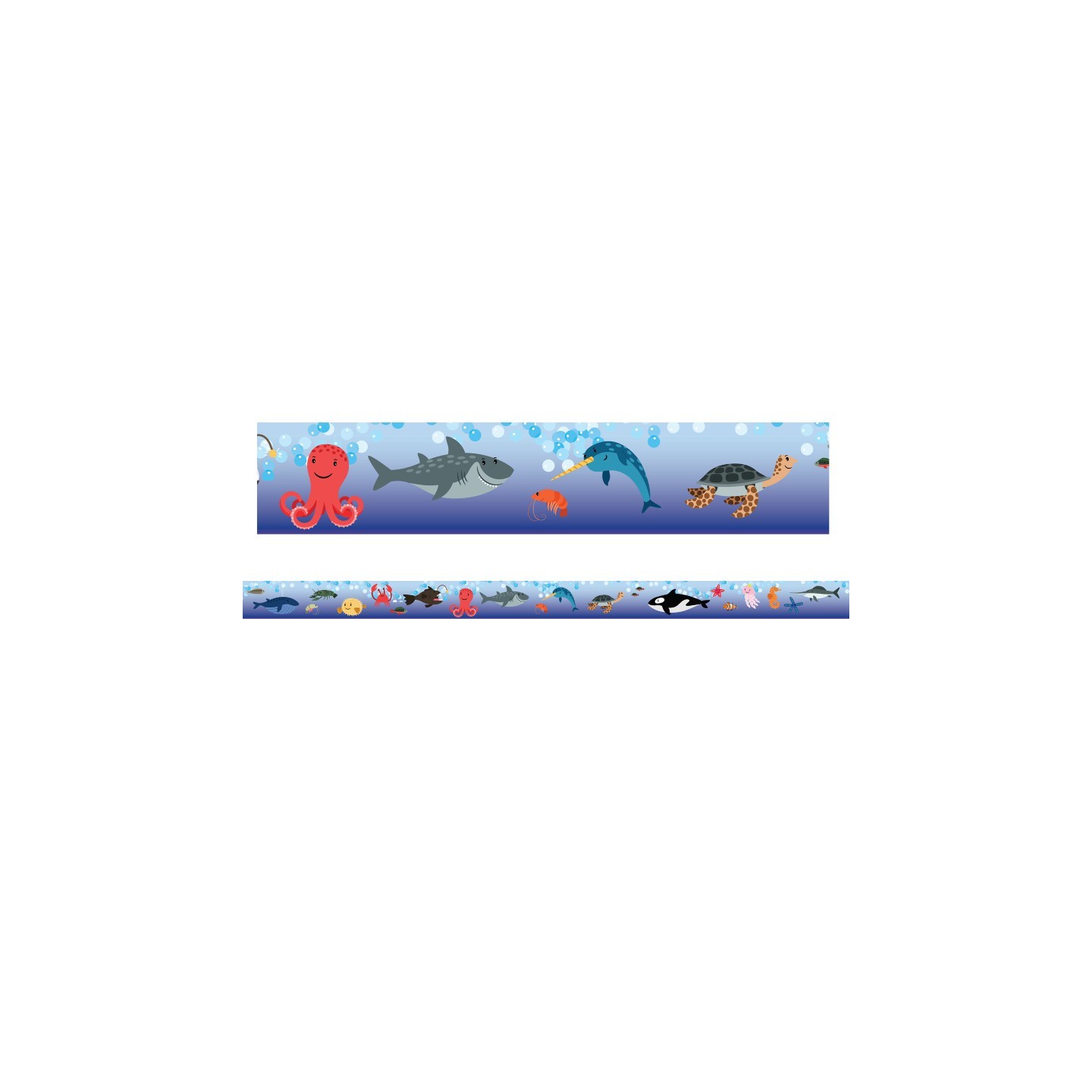 Charles Leonard Magnetic Straight Borders/Trims, 1.5" x 24", Sea Life Theme, Pack of 12