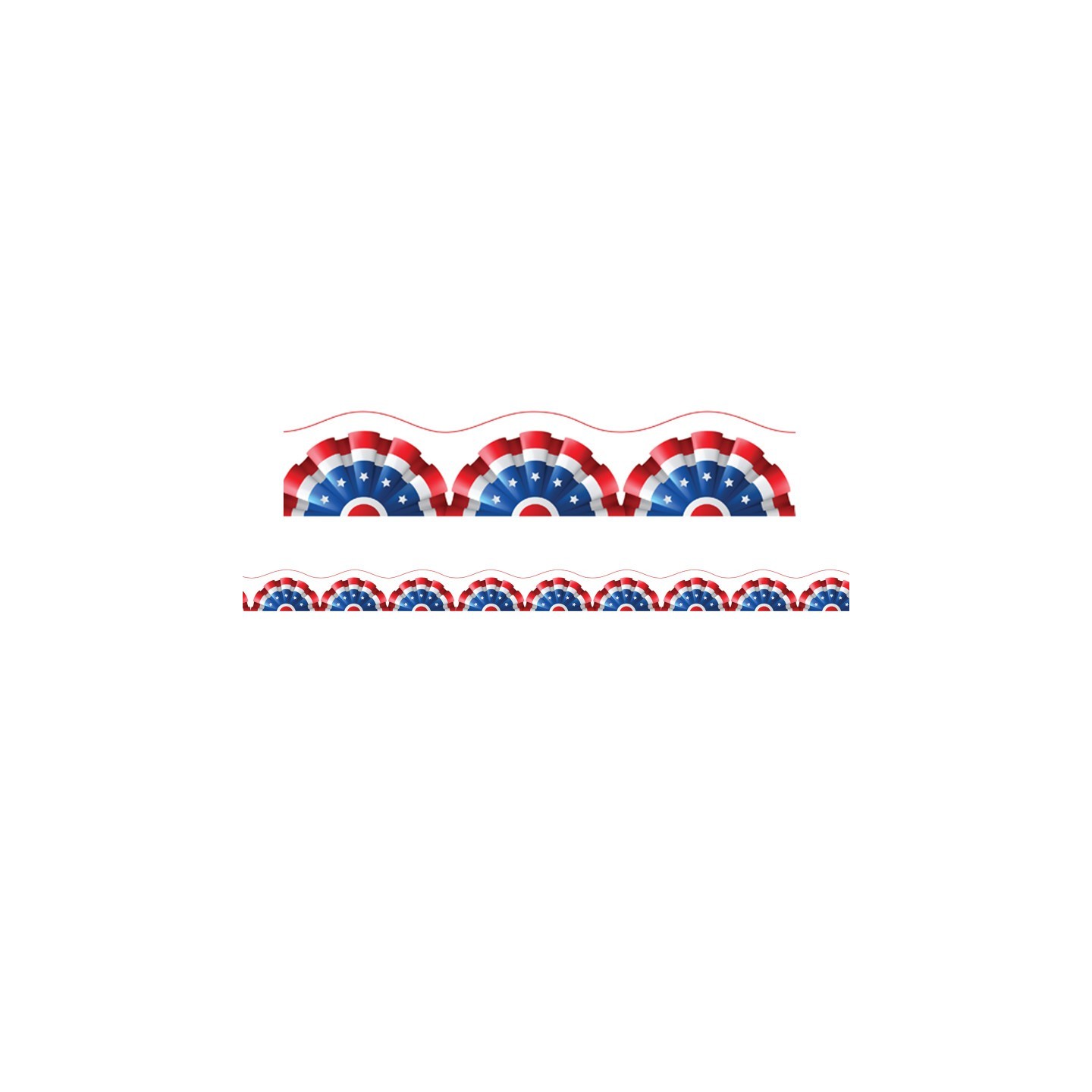 Charles Leonard Magnetic Scallop Borders/Trims, 1.5" x 24", Patriotic Theme, Pack of 12
