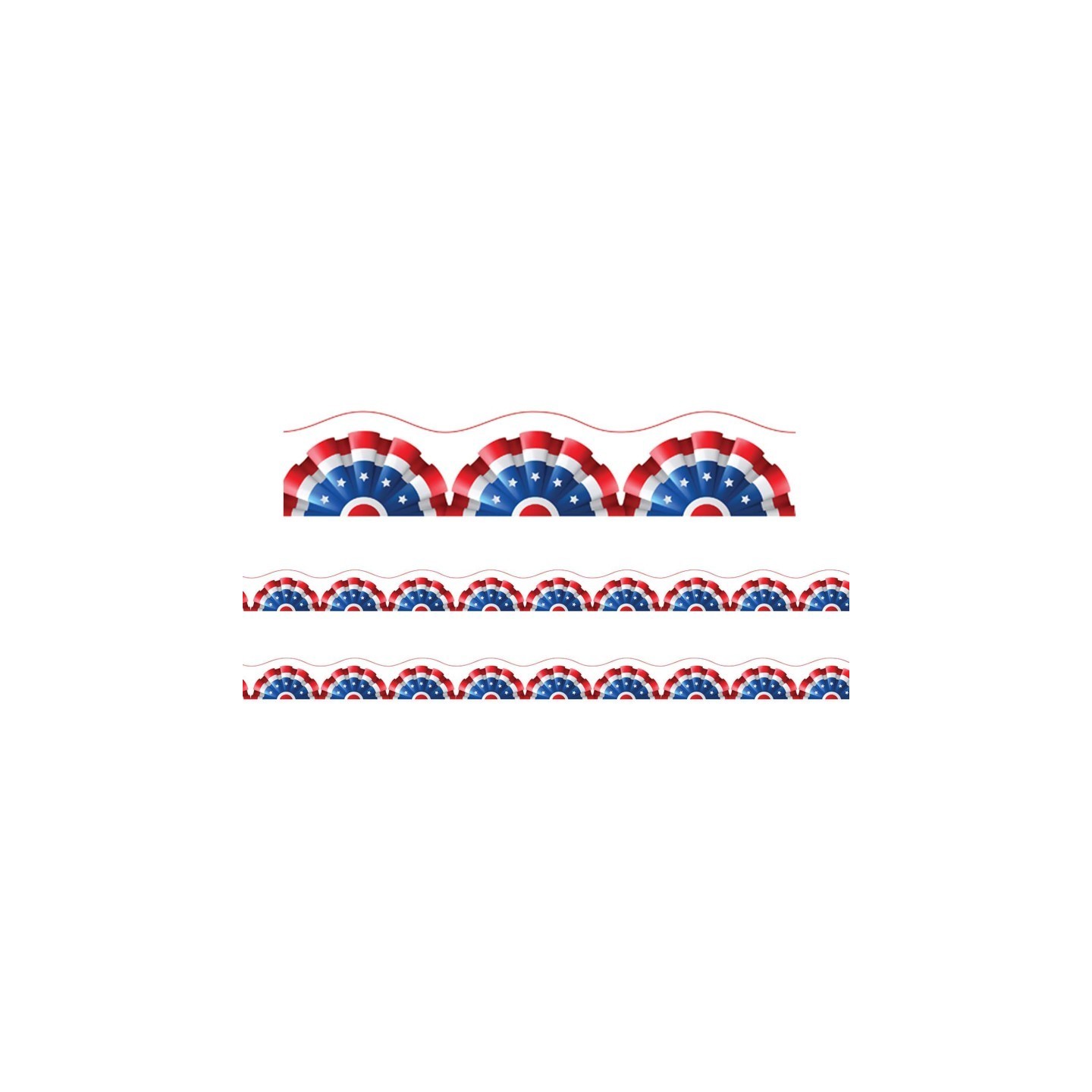 Charles Leonard Borders/Trims, Magnetic, Scallop Cut - 1-1/2" x 24", Patriotic Theme, 24' per Pack, 2 Packs