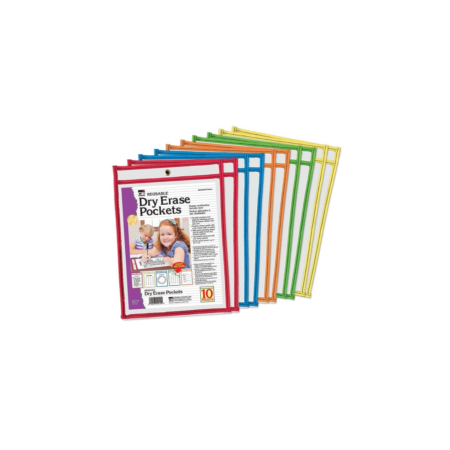 Charles Leonard Reusable Dry Erase Pockets, Set of 10