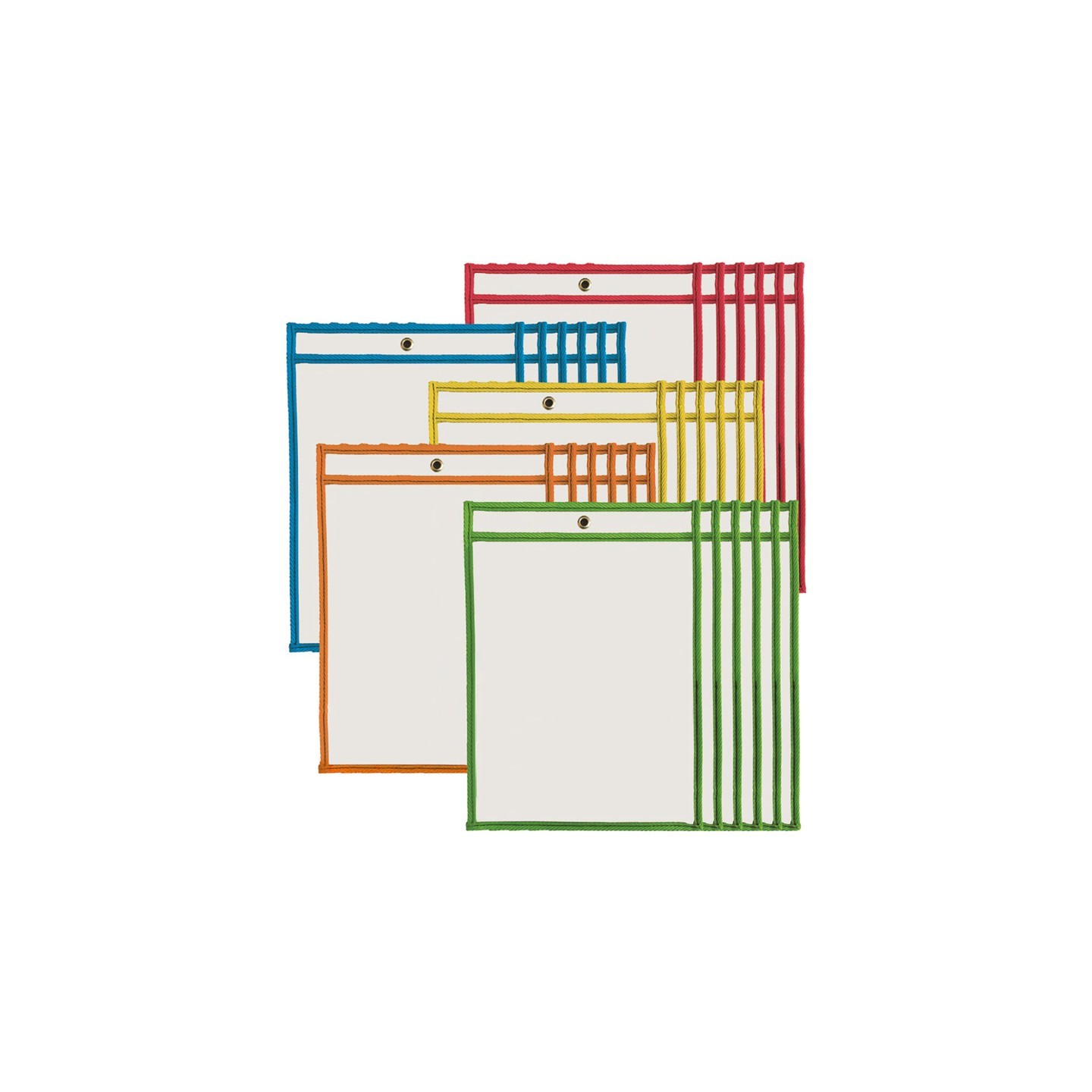 Charles Leonard Dry Erase Pockets, 9" x 12", Assorted Colors, Set of 30