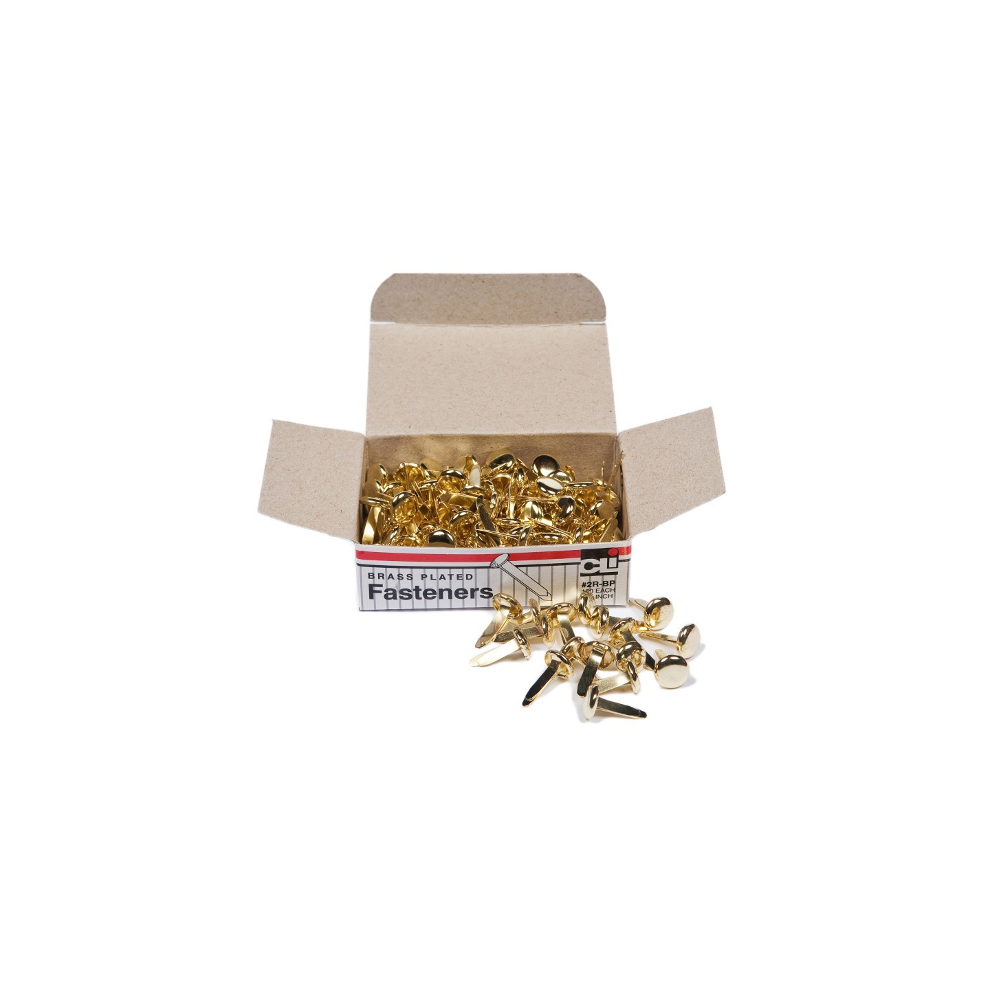 Charles Leonard Fasteners, Round Head, Brass Plated, 1/2 Inch Shank, 8 mm Head, 100/Pack