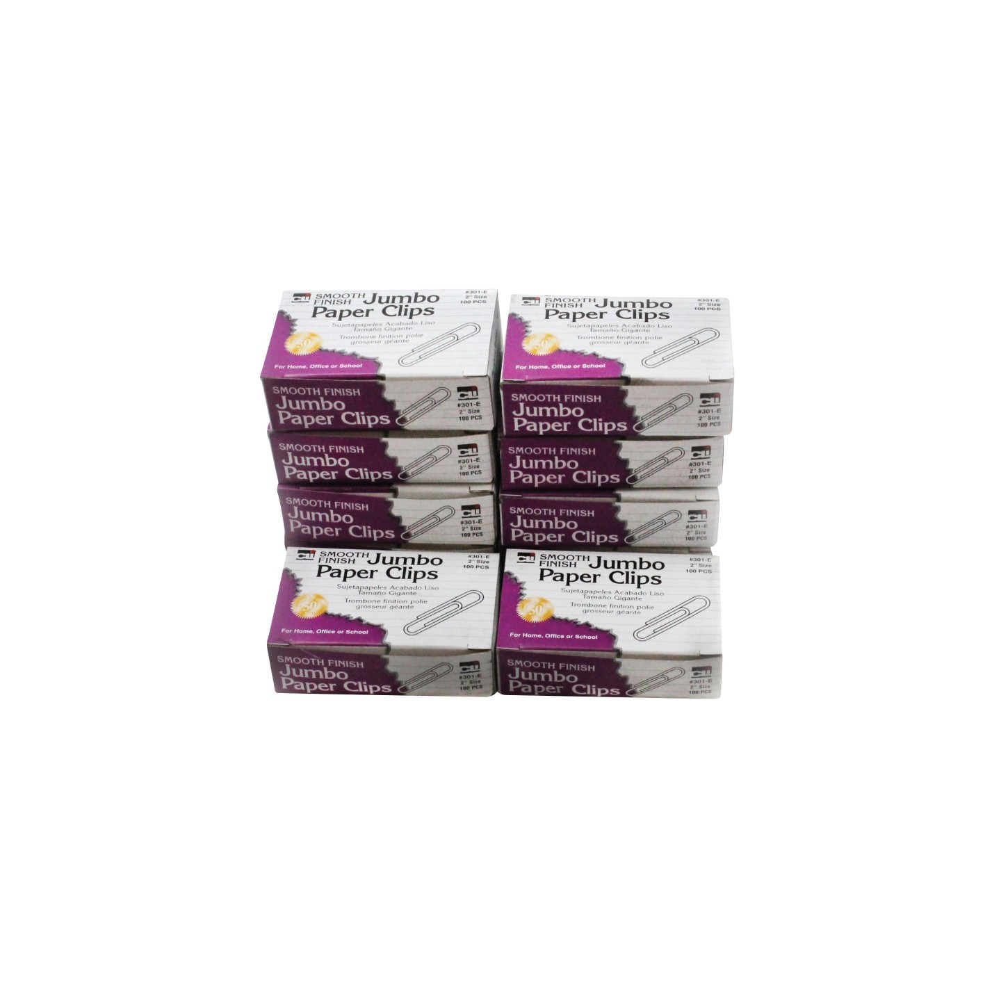 Charles Leonard Paper Clips, Jumbo Gem, Nickel Plated, Silver, 100 Per Box, 10 Boxes