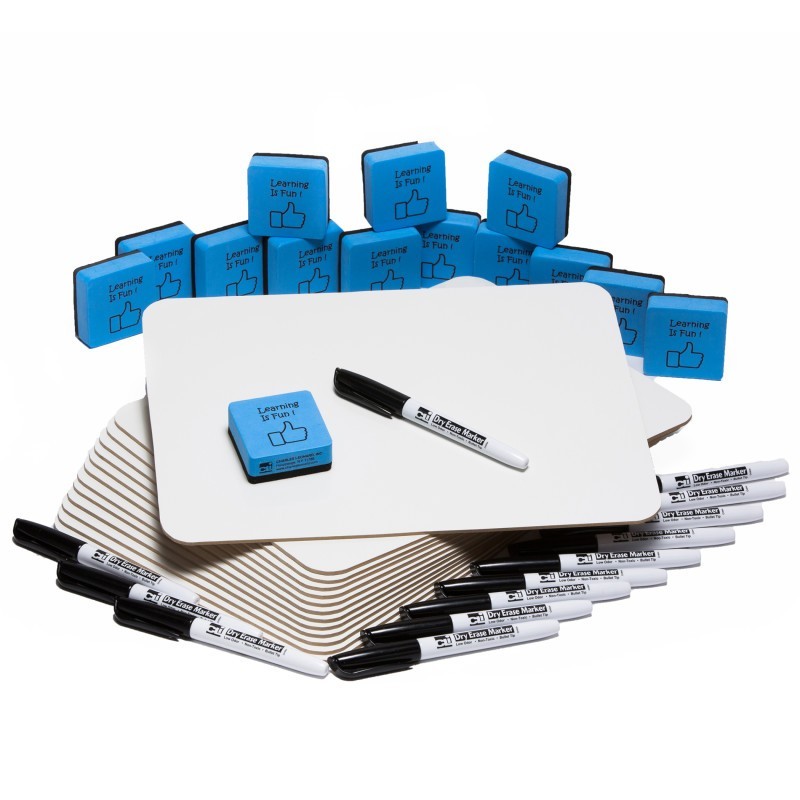 Charles Leonard Dry Erase Board Class Pack, 30 Each of Boards, Markers, & Erasers