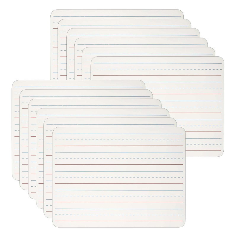 Charles Leonard Dry Erase Lap Board, 1-Sided Lined, 9" x 12", Pack of 12