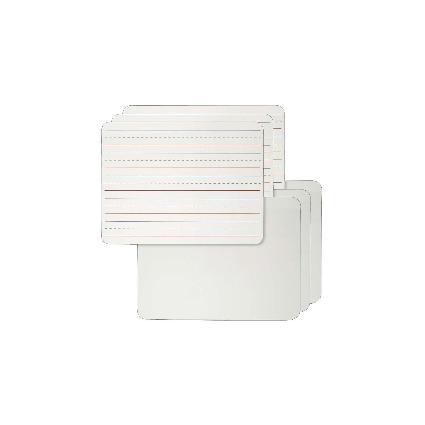 Charles Leonard Dry Erase Board, 2-Sided Lined/Plain, 9" x 12", Pack of 6