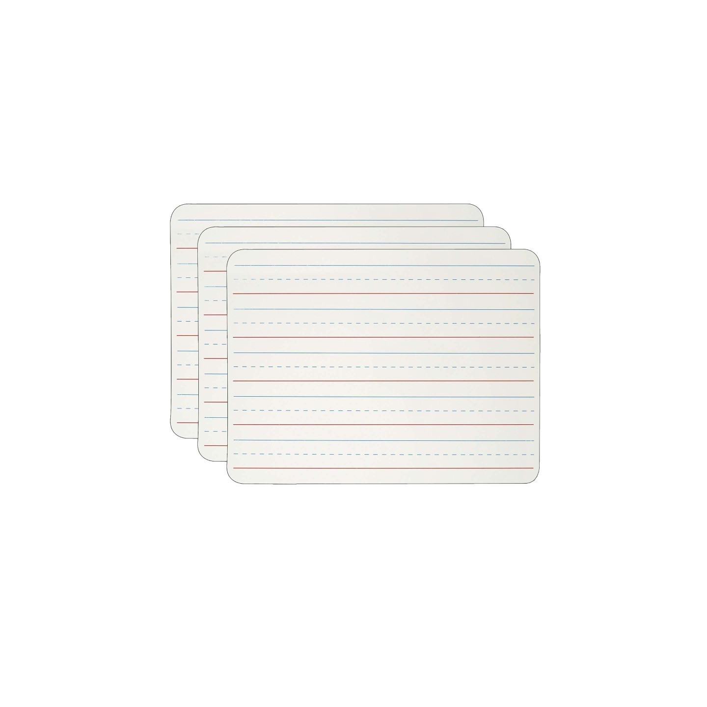 Charles Leonard Dry Erase Board, Two Sided Magnetic, Plain/Lined, Pack of 3
