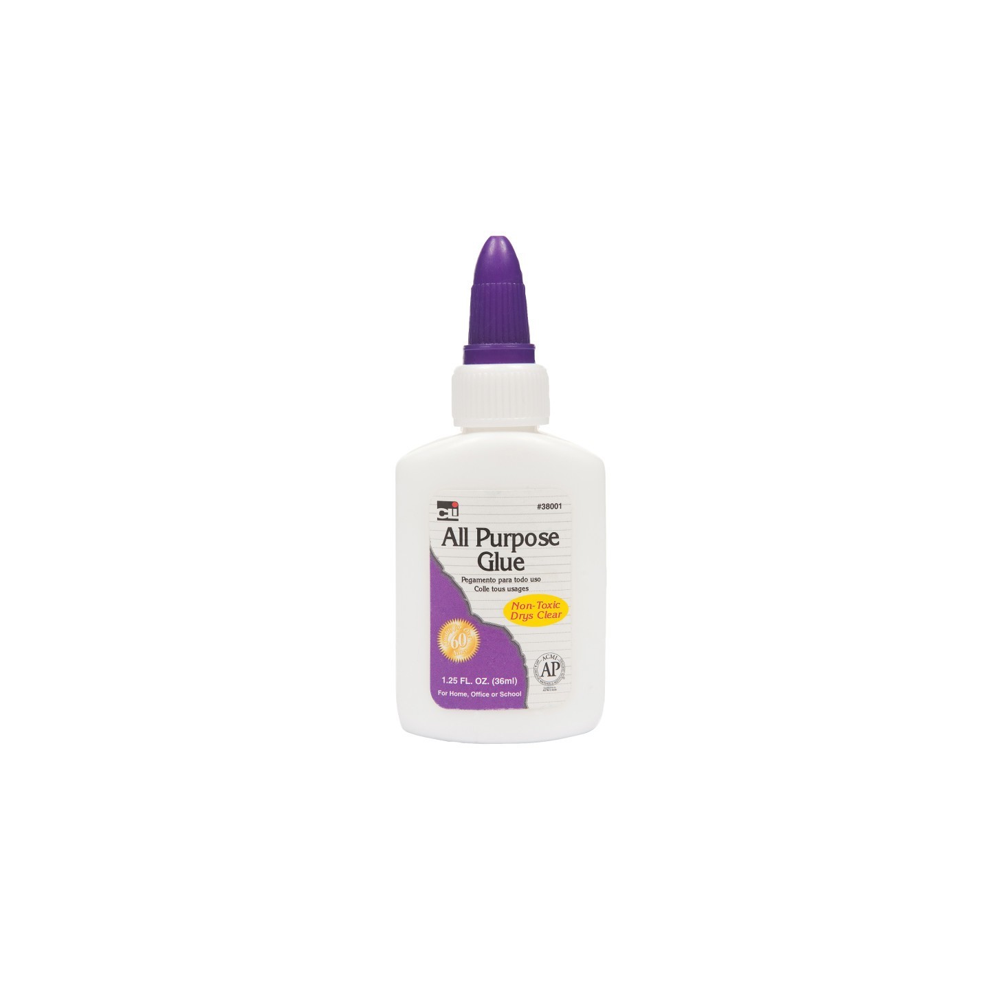 Charles Leonard All-Purpose School Glue, AP Certified, 1.25 oz. Bottle, White, 1 Each
