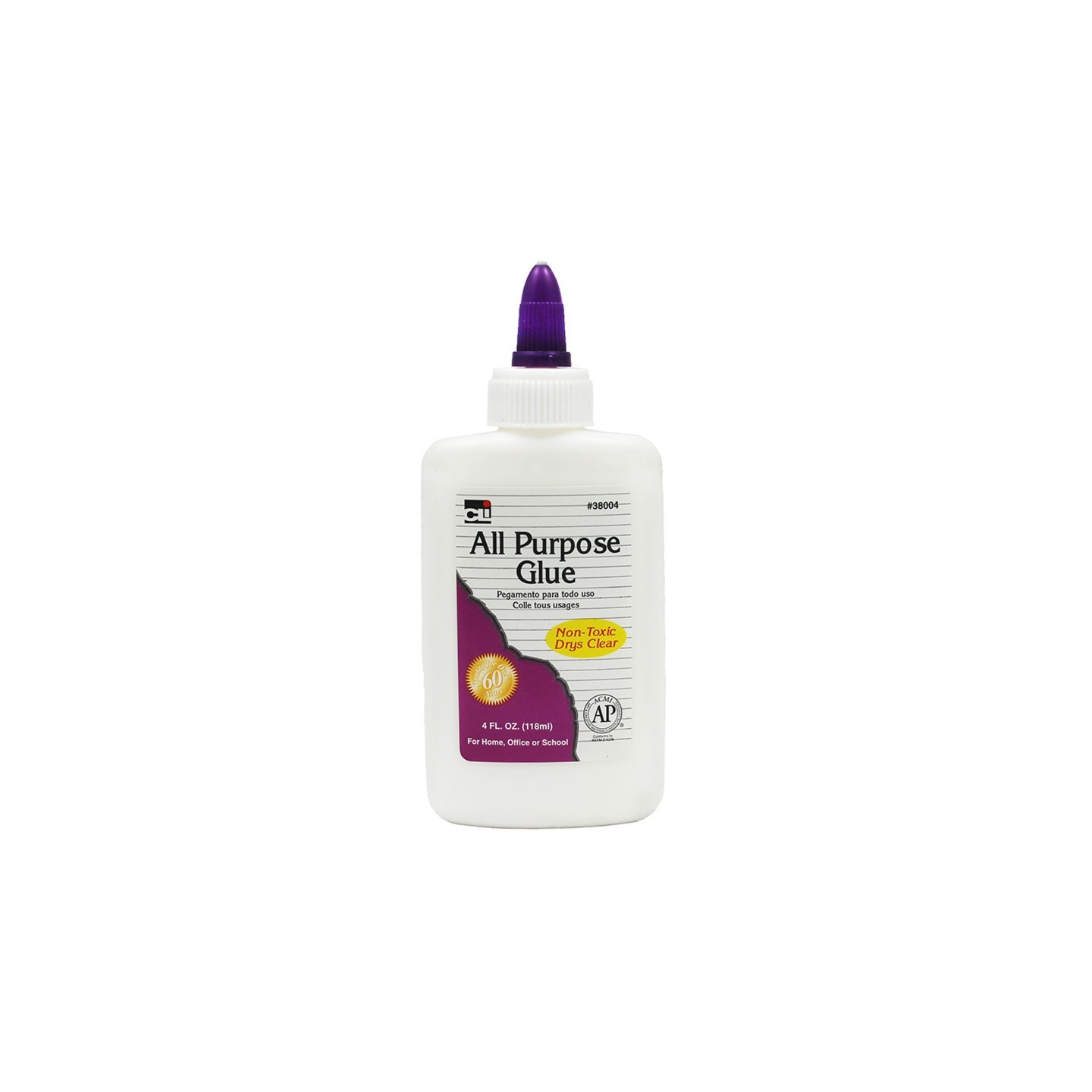 Charles Leonard All-Purpose School Glue, AP Certified, 4 oz. Bottle, White, 1 Each