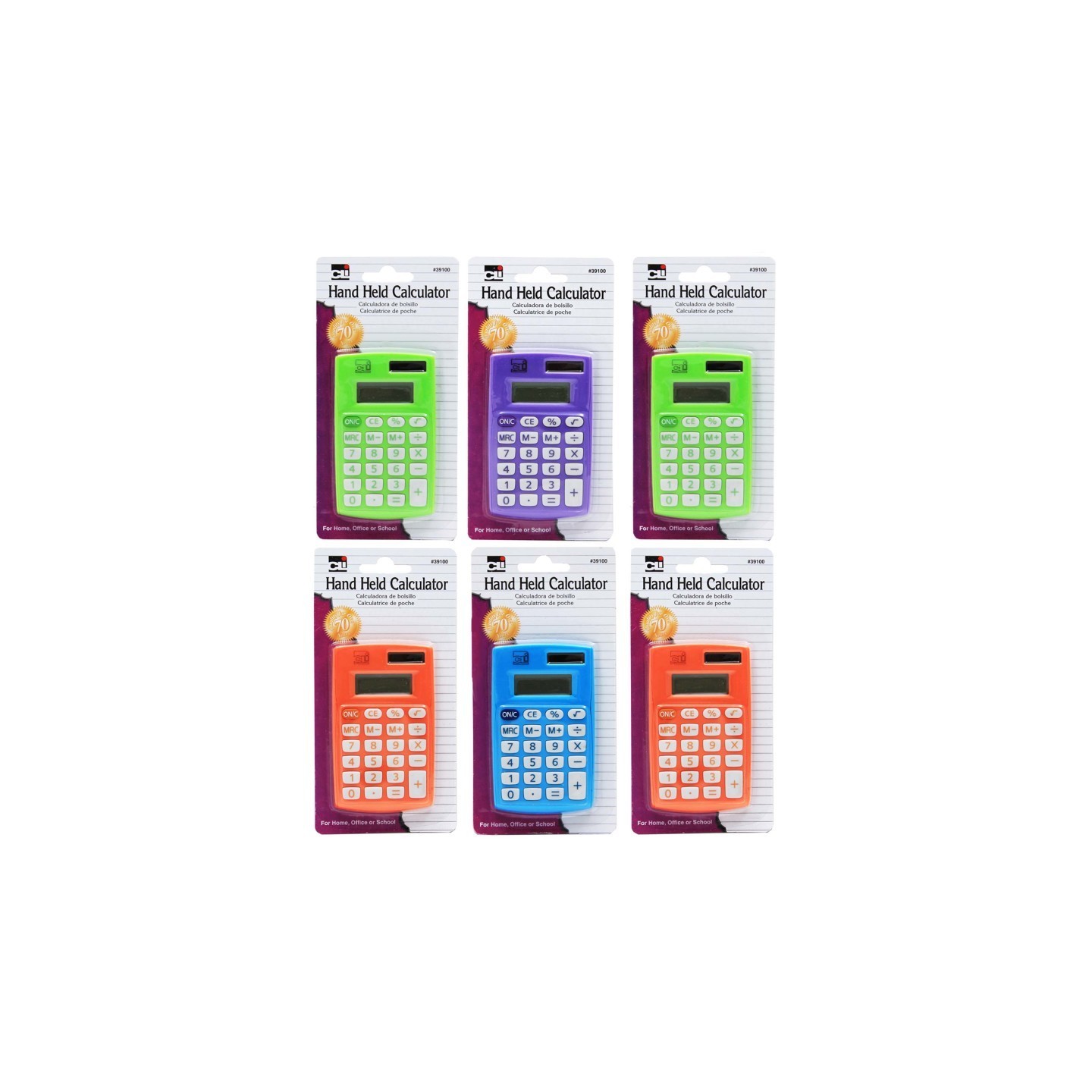 Charles Leonard Primary Calculator Single 8 Digit Display, Pack of 6