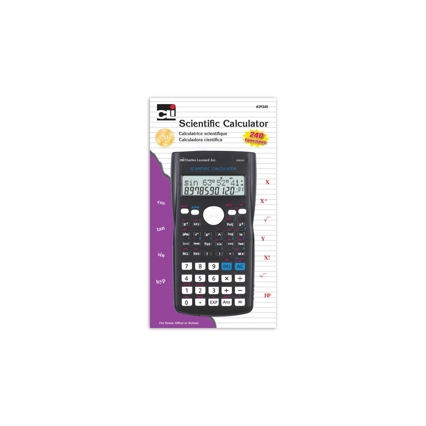 Charles Leonard Scientific Calculator, 12 Digit, 240 Functions