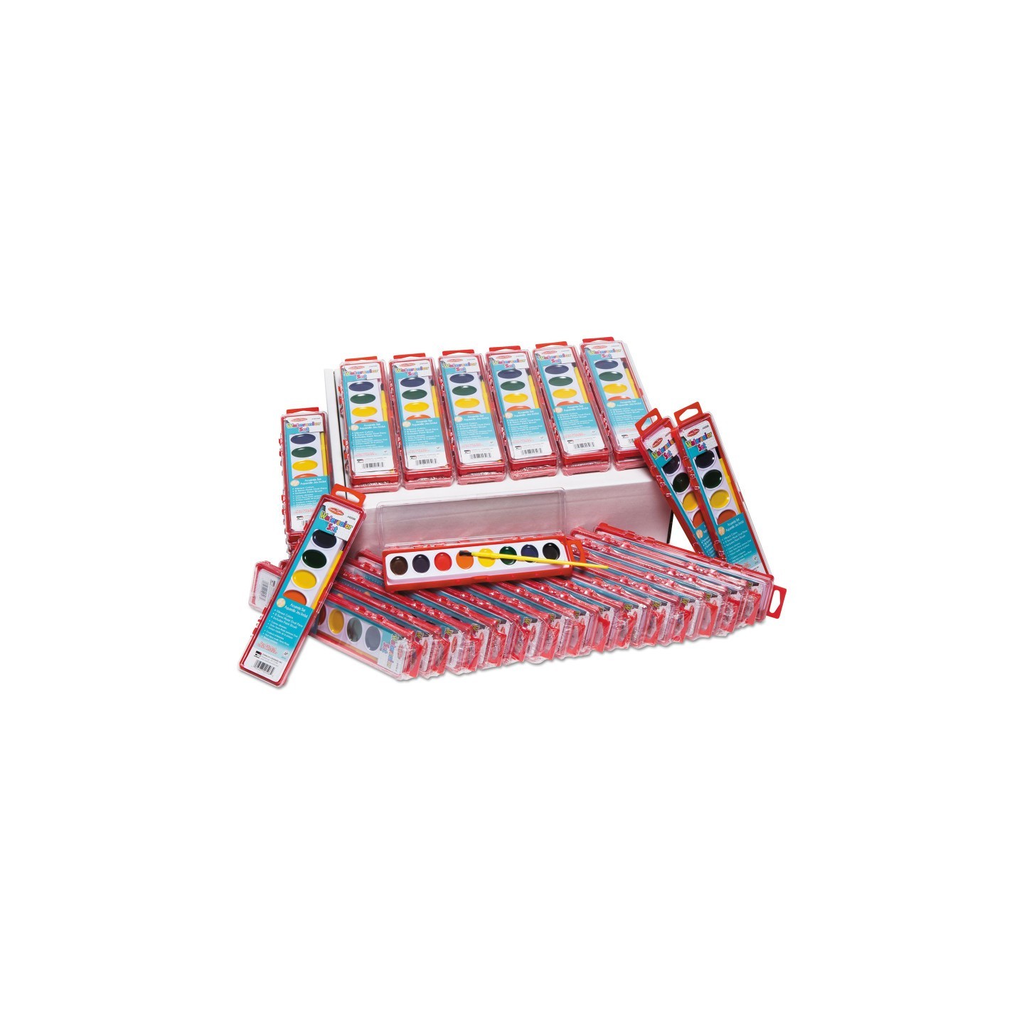Charles Leonard Semi-Moist Watercolor Paint Set, 8-Color Oval Pan w/Brush, 36 Sets