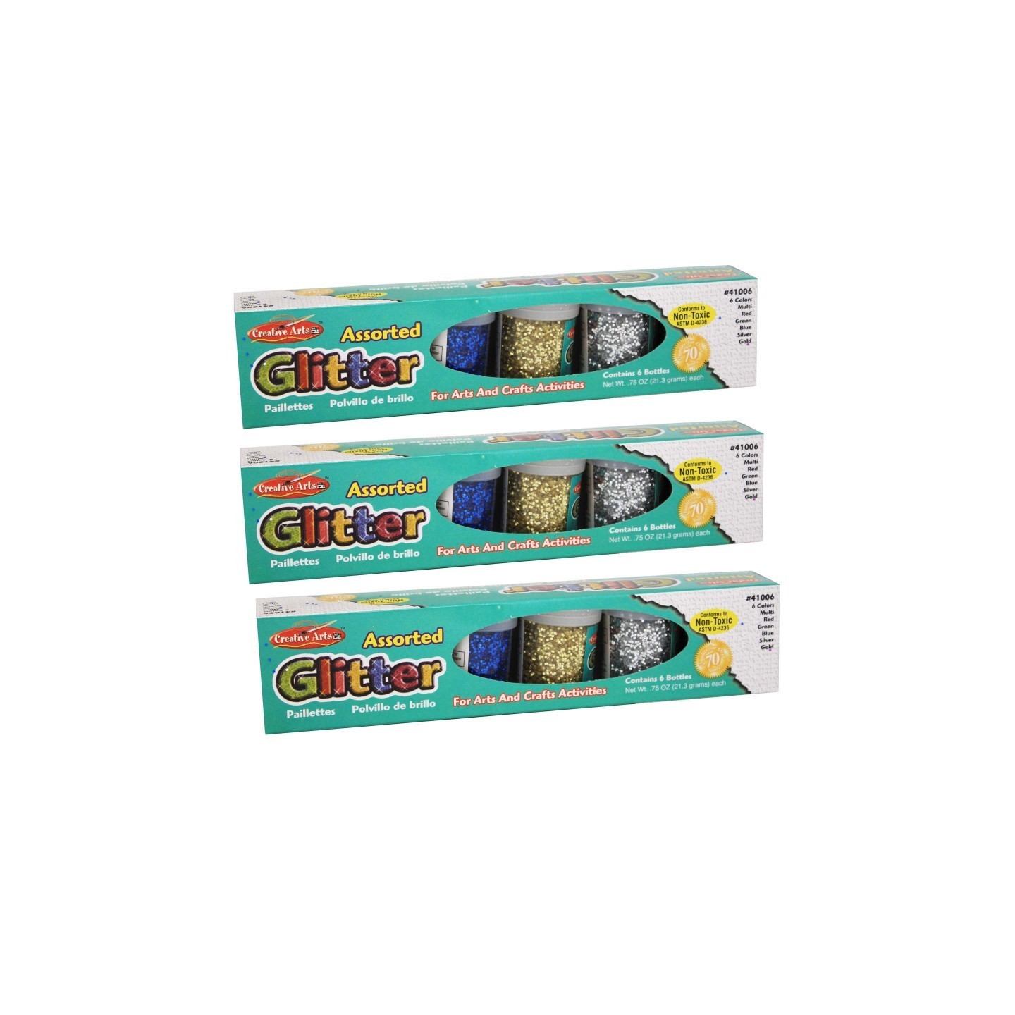 Charles Leonard Creative Arts™ Glitter Set, 6 Per Pack, 3 Packs