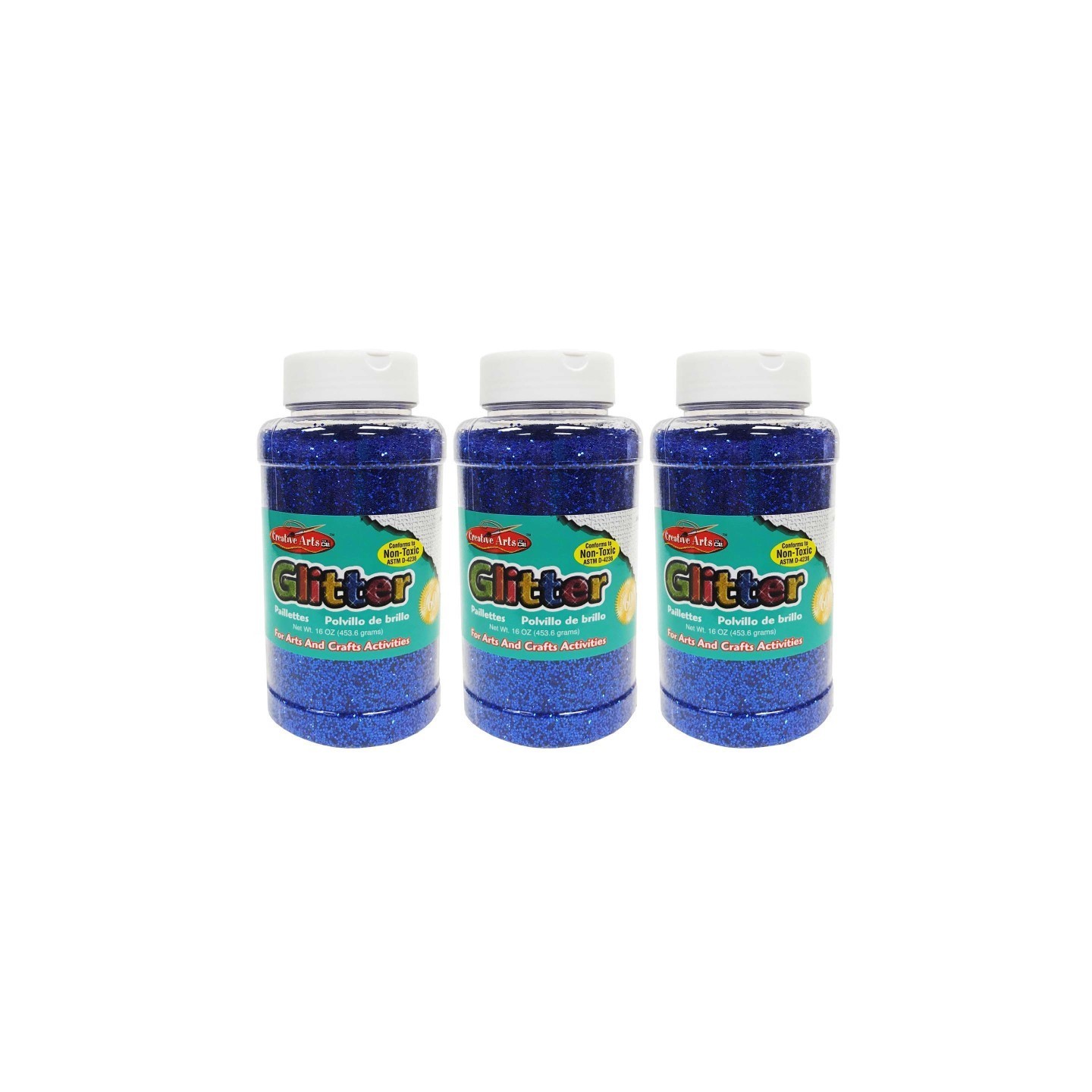 Charles Leonard Creative Arts™ Glitter, 1 lb. Bottle, Blue, Pack of 3