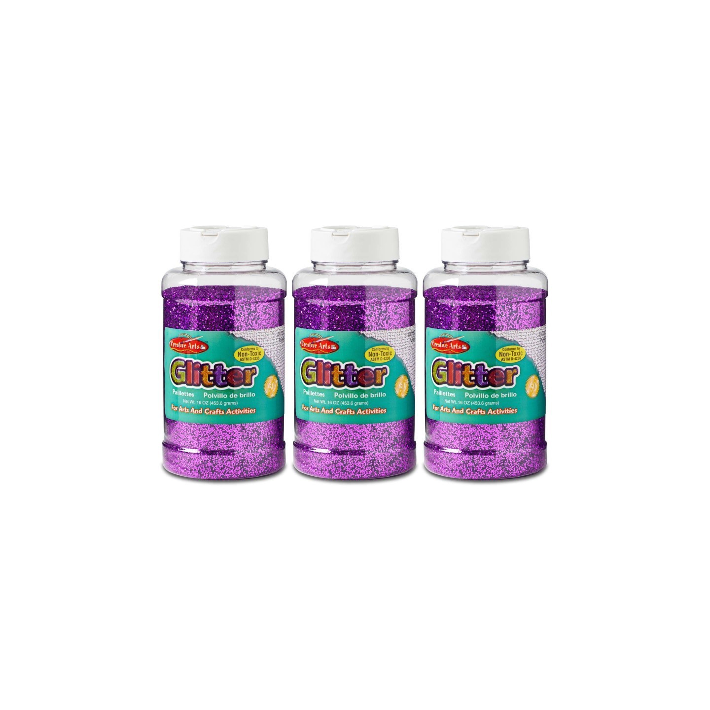 Charles Leonard Creative Arts™ Glitter, 1 lb. Bottle, Purple, Pack of 3