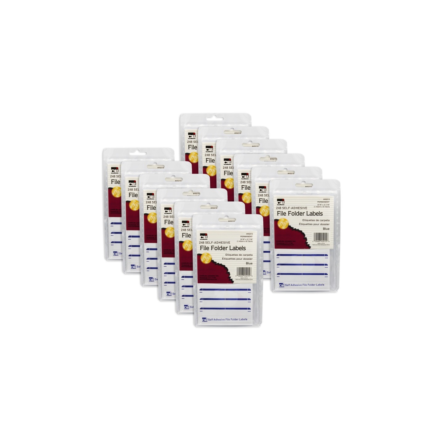 Charles Leonard File Folder Labels, Blue, 248 Per Pack, 12 Packs