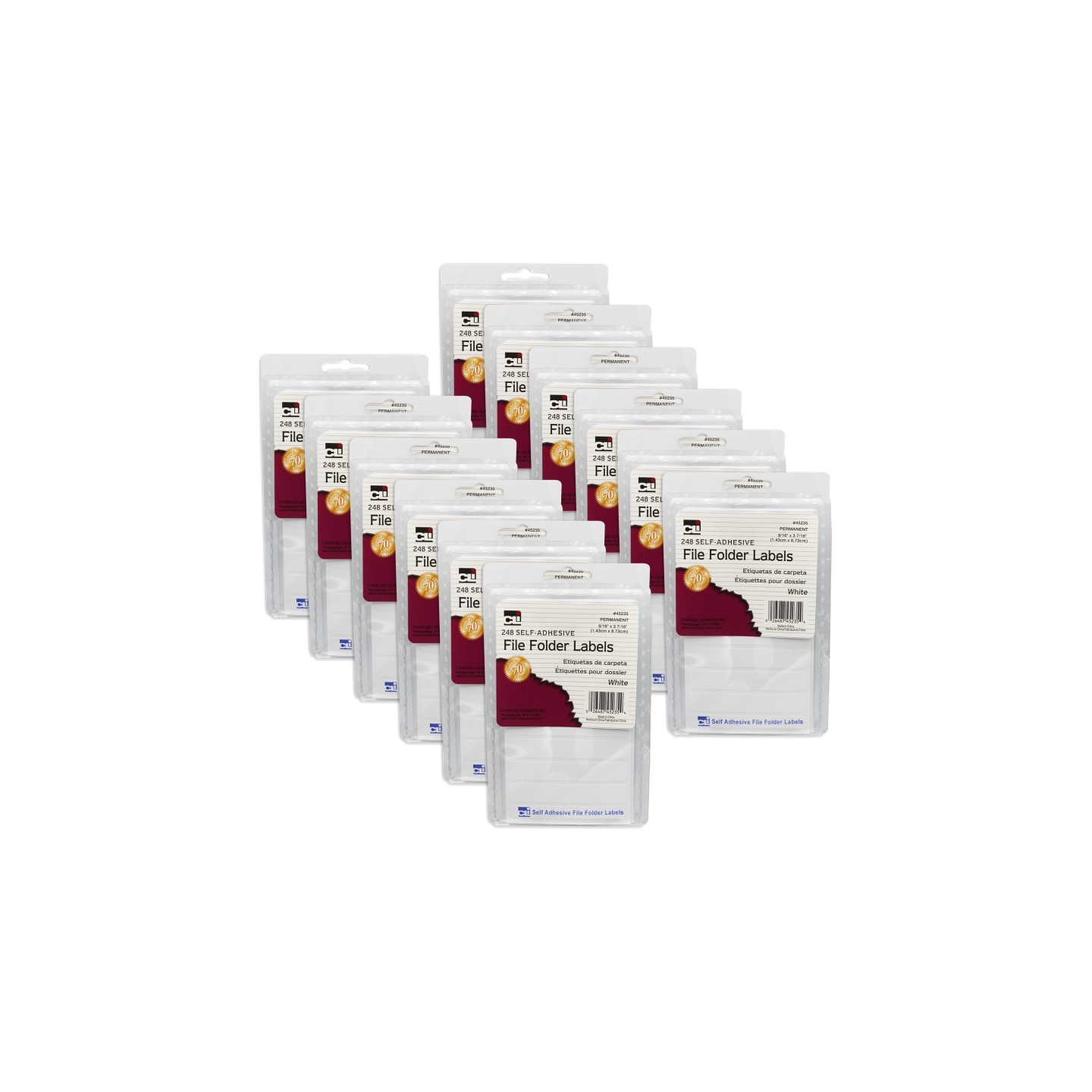 Charles Leonard File Folder Labels, White, 248 Per Pack, 12 Packs
