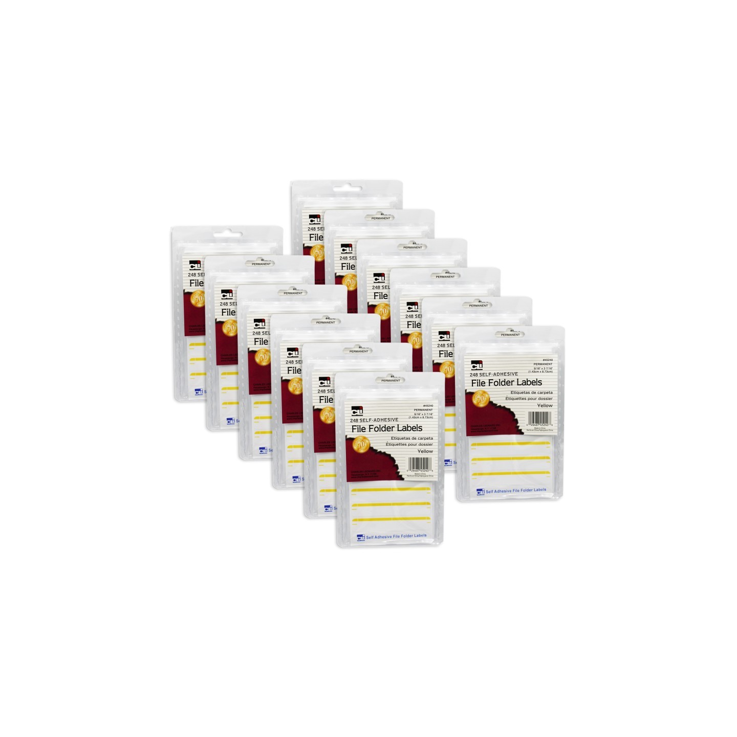 Charles Leonard File Folder Labels, Yellow, 248 Per Pack, 12 Packs