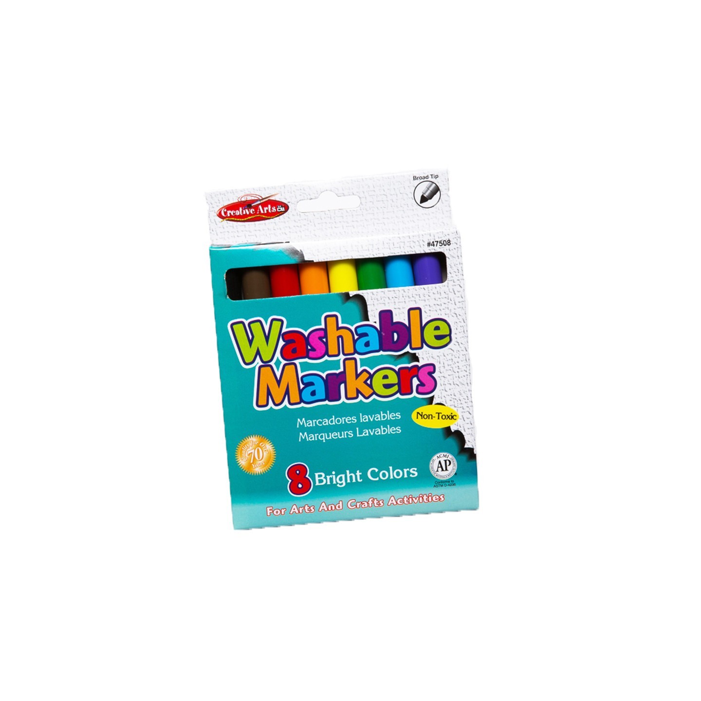 Charles Leonard Creative Arts™ Washable Markers Broad Tip, Assorted Colors, Pack of 8