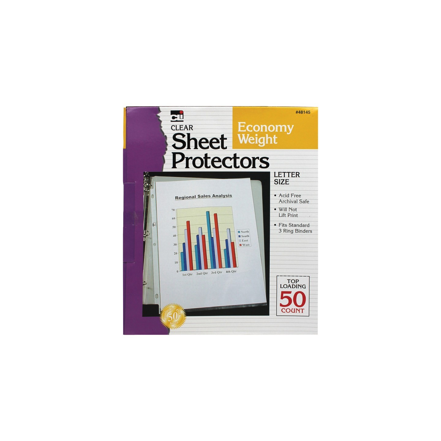Charles Leonard Top Loading Sheet Protectors, Clear, 50 Sheets