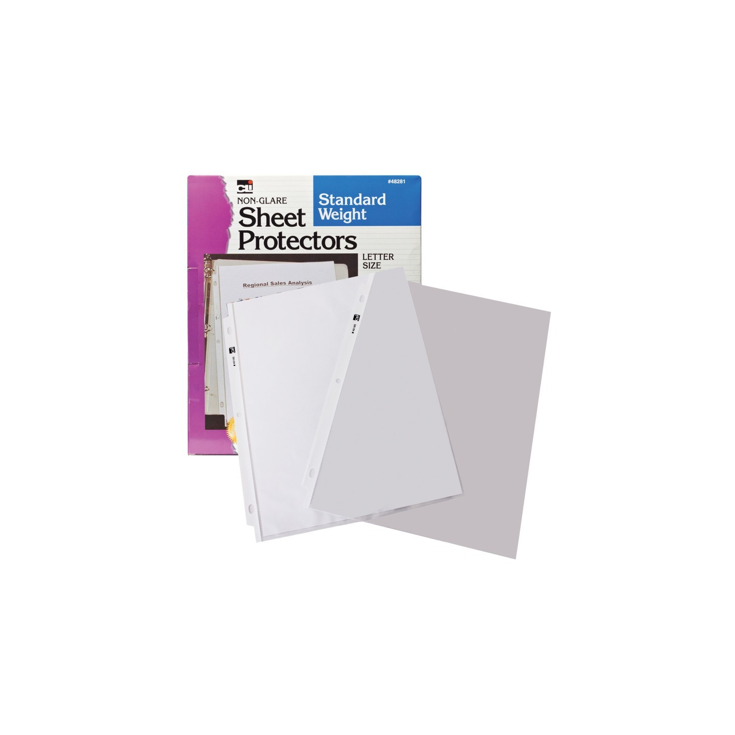 Charles Leonard Sheet Protectors, Standard Weight, Letter Size, Non-Glare, Box of 100