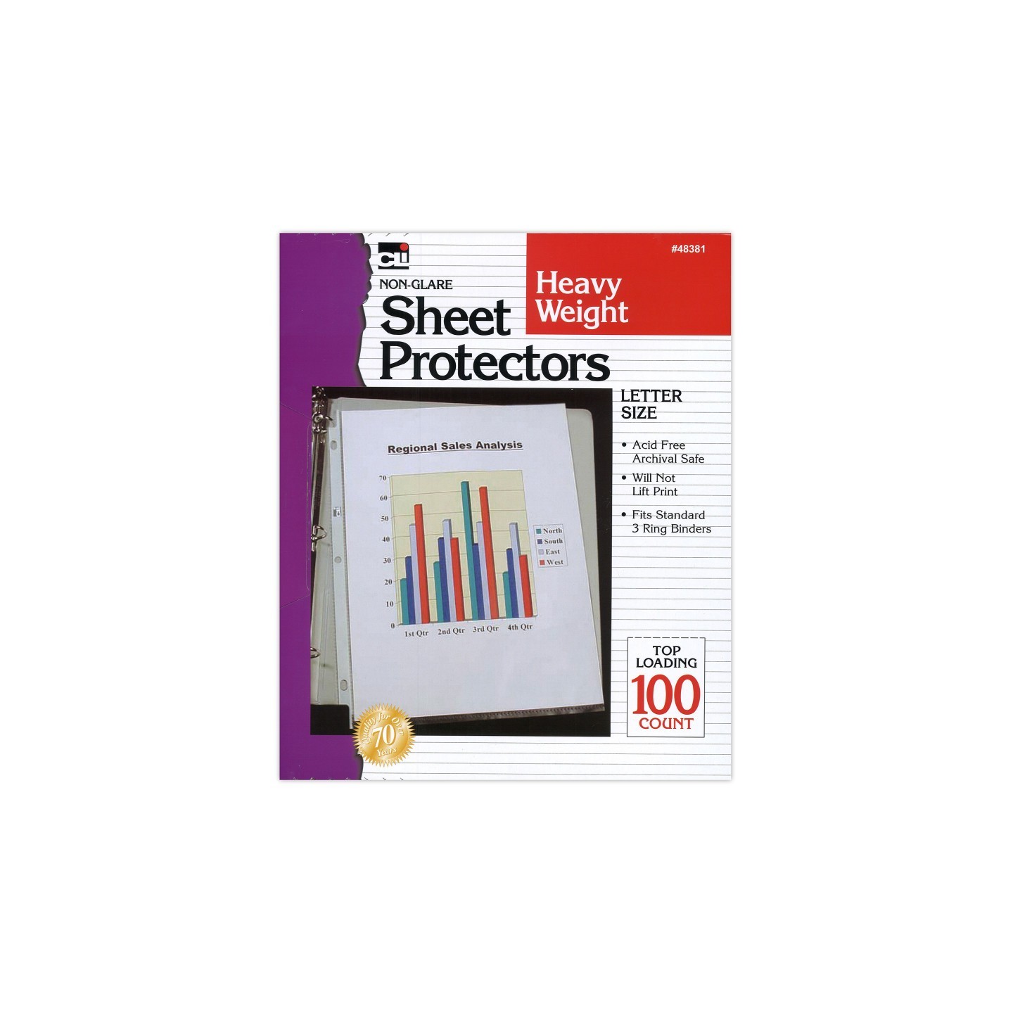Charles Leonard Heavy Weight Non Glare Sheet Protectors, Box of 100