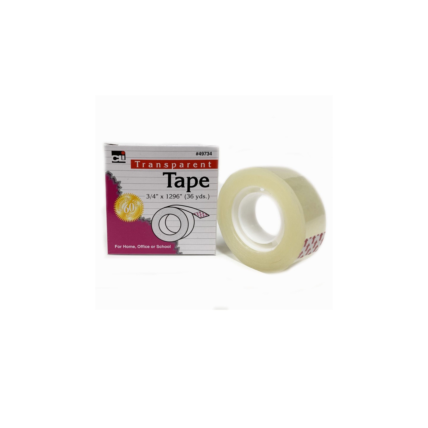 Charles Leonard Transparent Tape, 3/4" x 36 yds, 1" Core, 1 Roll
