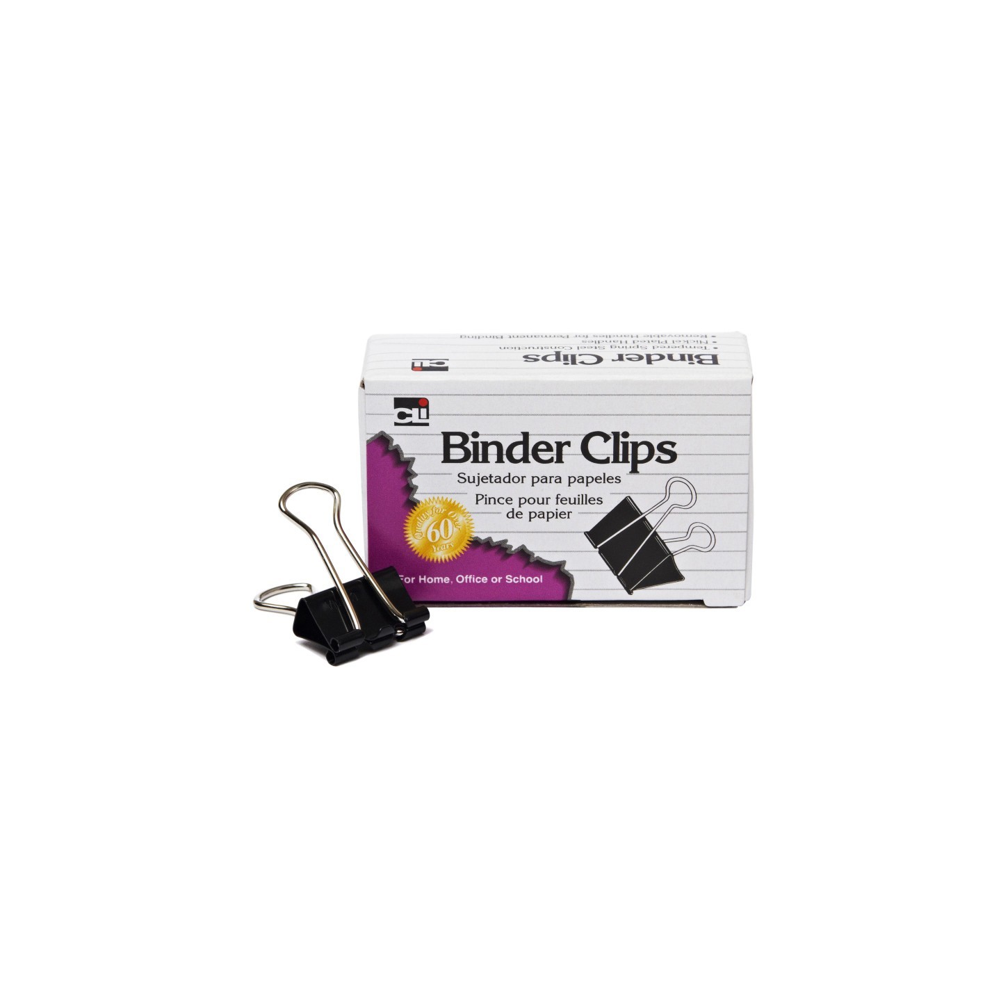 Charles Leonard Binder Clips, Mini, 1/4" Capacity, Box of 12