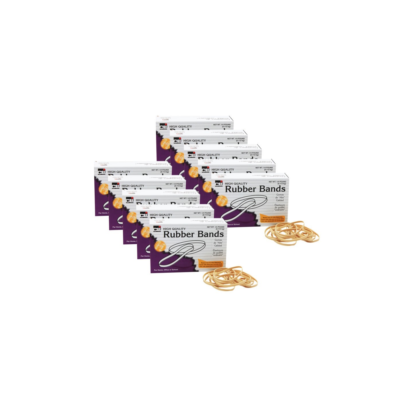 Charles Leonard Rubber Bands, 3" x 1/8", 1/4 lb Box, 10 Boxes