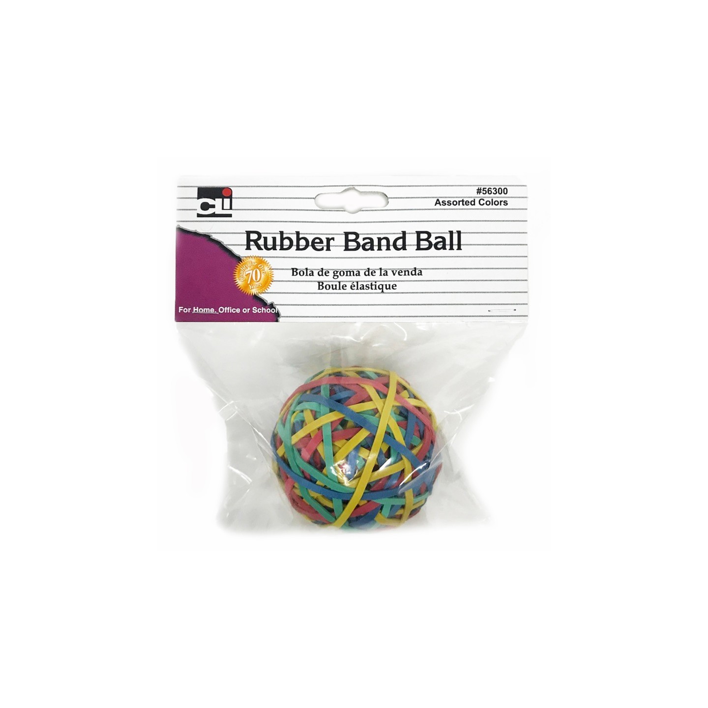 Charles Leonard Rubber Bands - Ball (2.95" x 1/8") - Assorted Colors, 1 Each