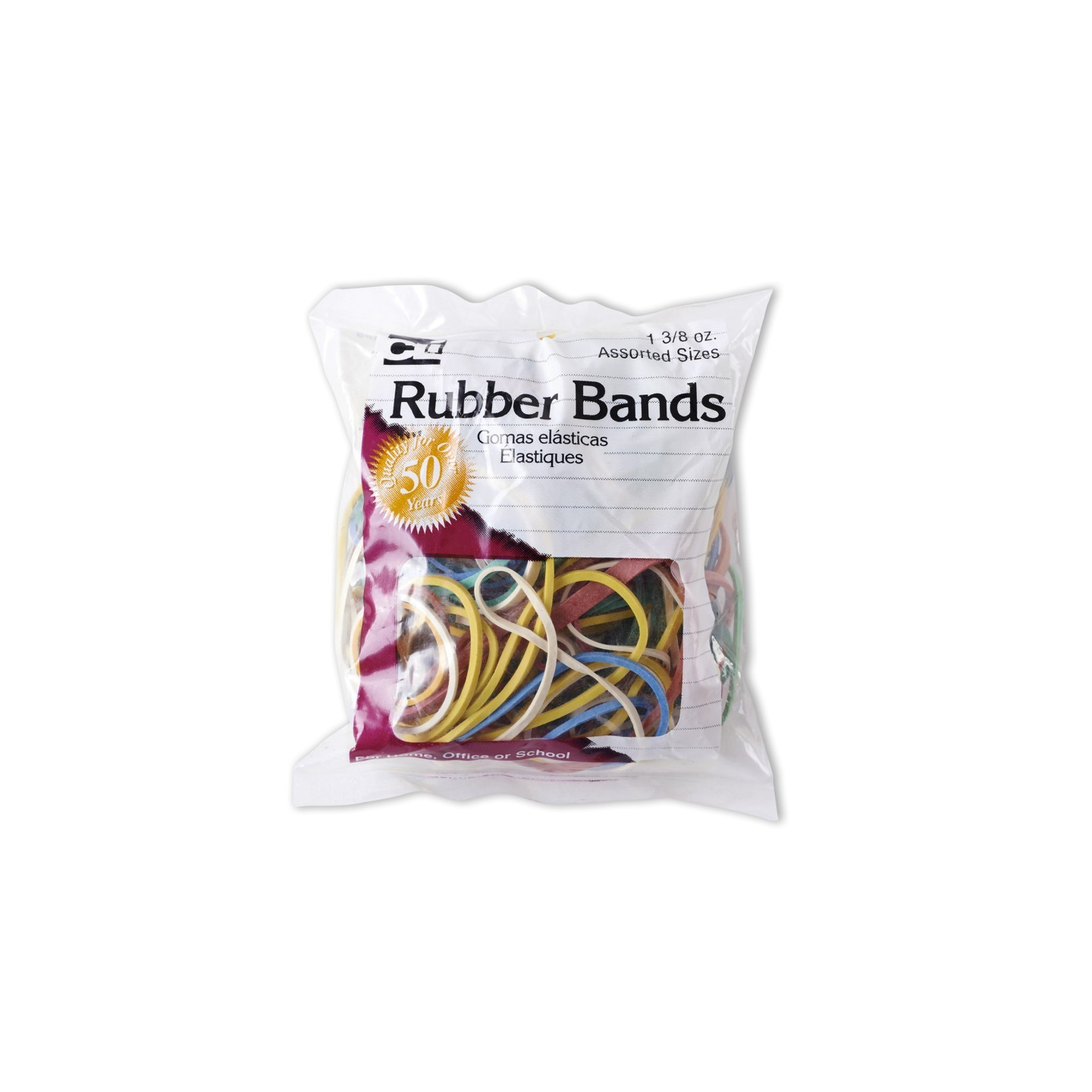 Charles Leonard Rubber Bands, Assorted Sizes & Colors, 1 3/8 oz. bag