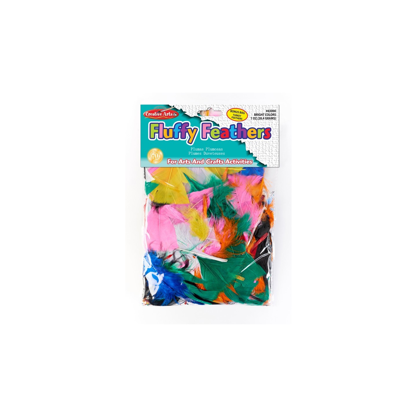 Charles Leonard Bright Hues Fluffy Turkey Feathers, 1 oz