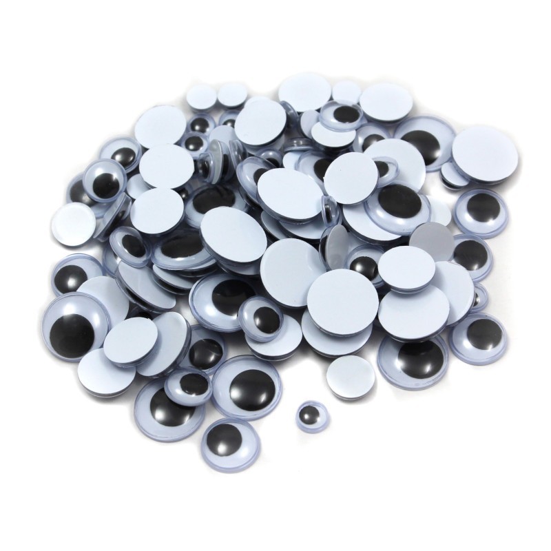 Charles Leonard Wiggle Eyes, Assorted Sizes, Black, Pack of 100