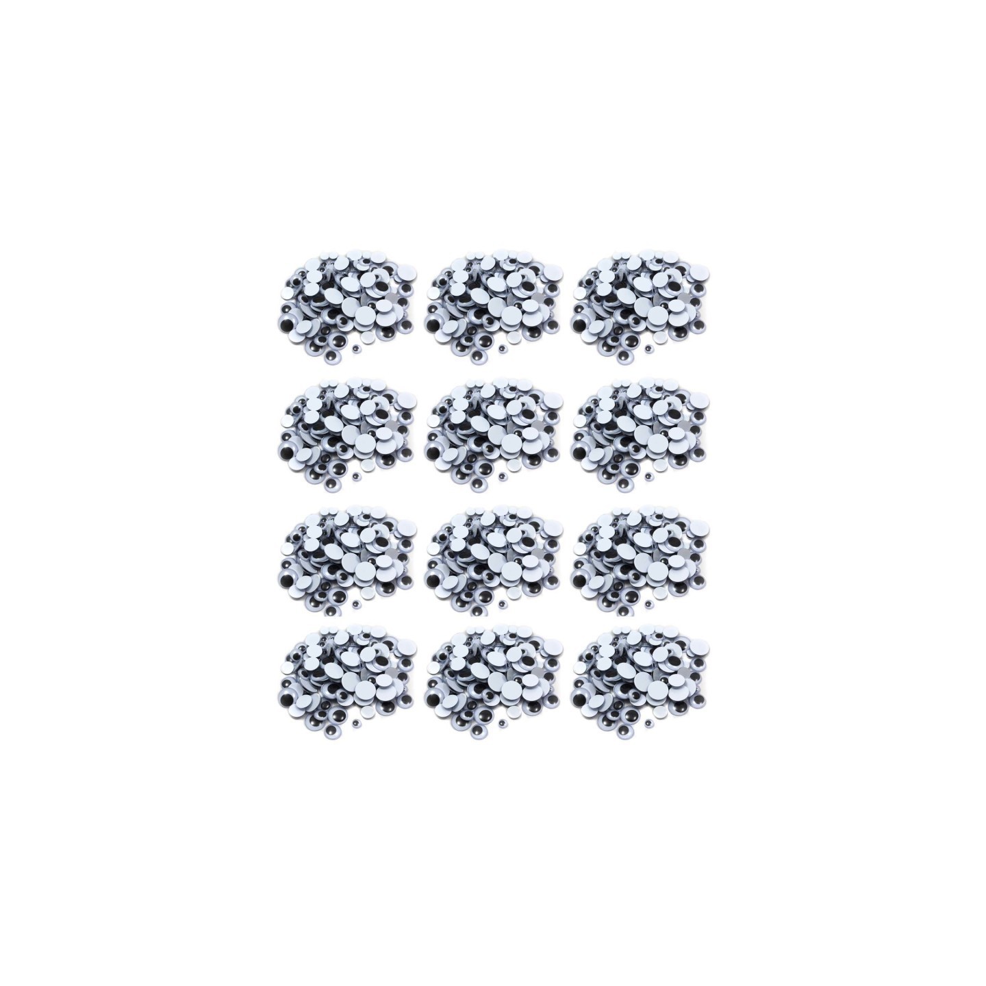 Charles Leonard Wiggle Eyes, Black, Assorted Sizes, 100 Per Pack, 12 Packs