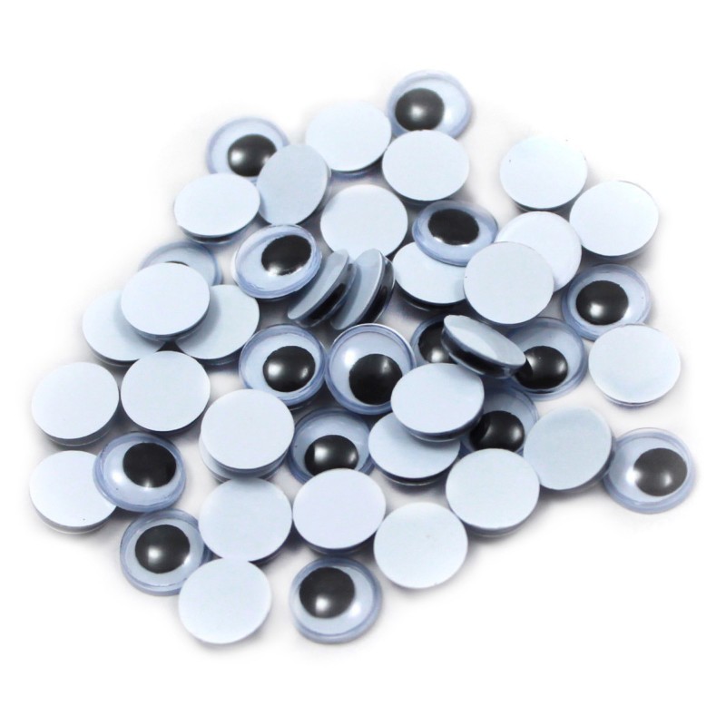Charles Leonard Creative Arts™ Wiggle Eyes, Round, 10mm, Black, Bag of 50