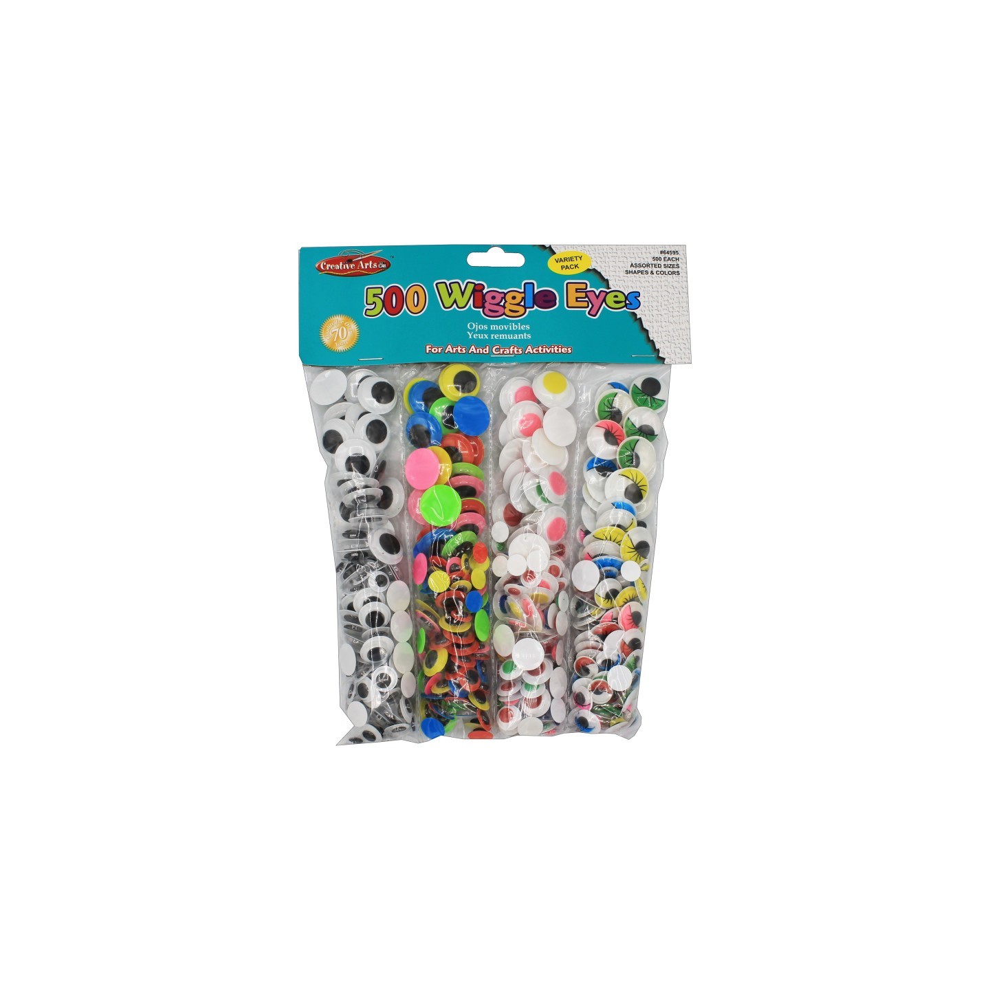 Charles Leonard Creative Arts Wiggle Eyes Classpack, Assorted Sizes & Colors, Pack of 500