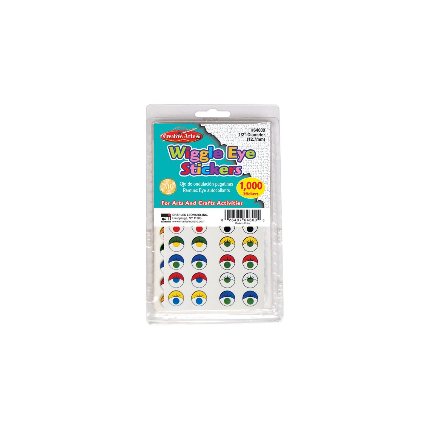 Charles Leonard Creative Arts™ Wiggle Eyes Stickers, Assorted Colors