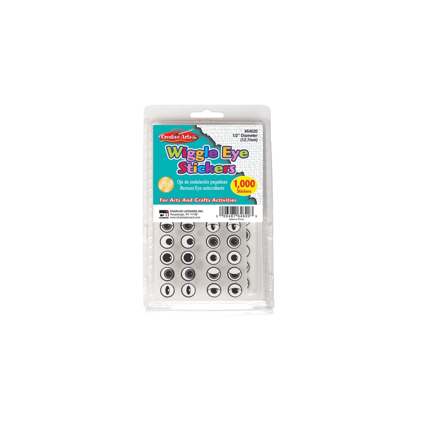 Charles Leonard Creative Arts Wiggle Eyes Stickers, Black