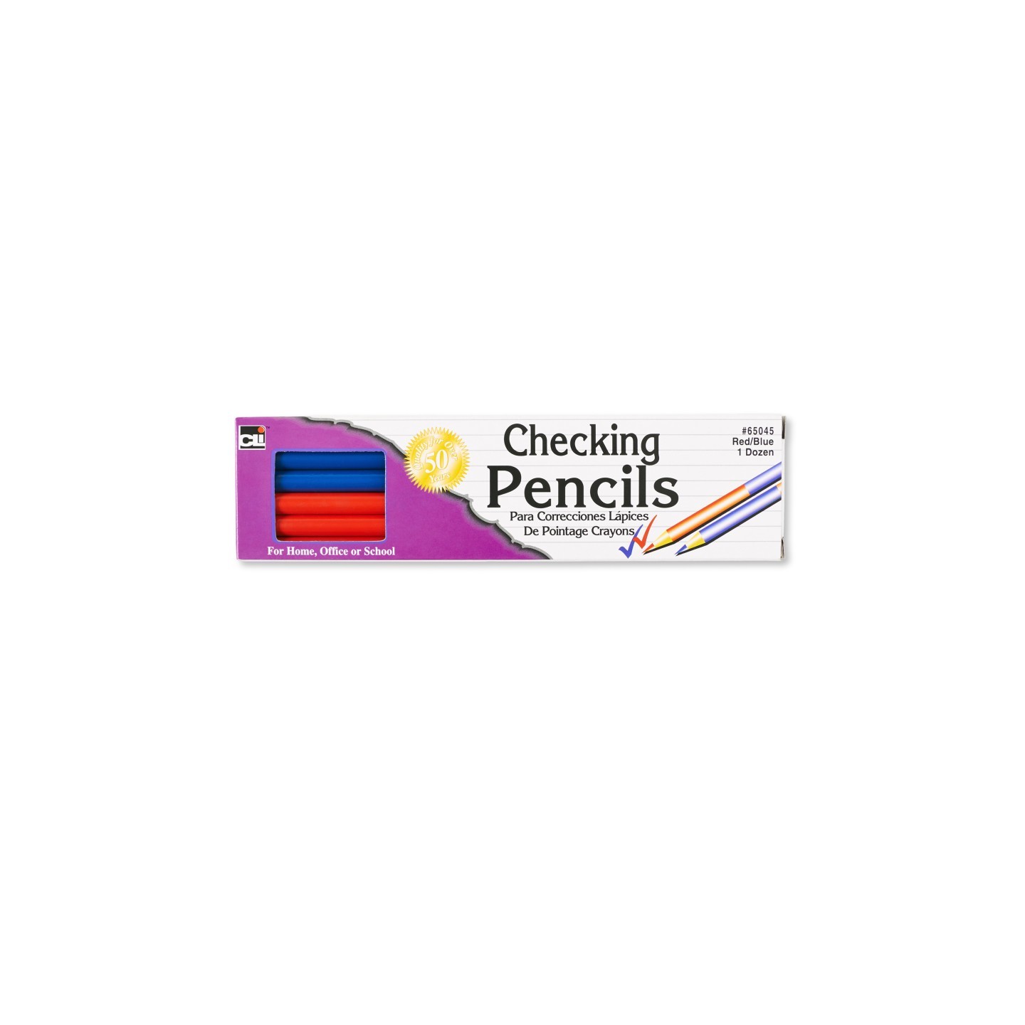 Charles Leonard Checking Pencil, Combination Red and Blue Colored Leads, Box of 12