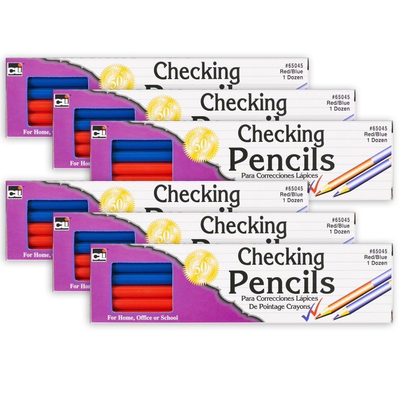 Charles Leonard Combination Checking Pencils, Red/Blue, 12 Per Box, 6 Boxes