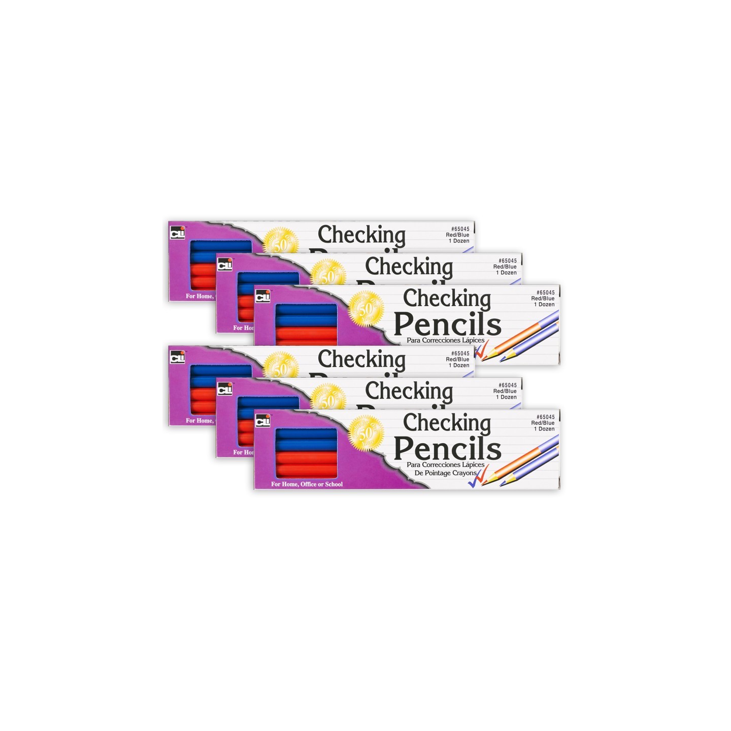 Charles Leonard Combination Checking Pencils, Red/Blue, 12 Per Box, 6 Boxes