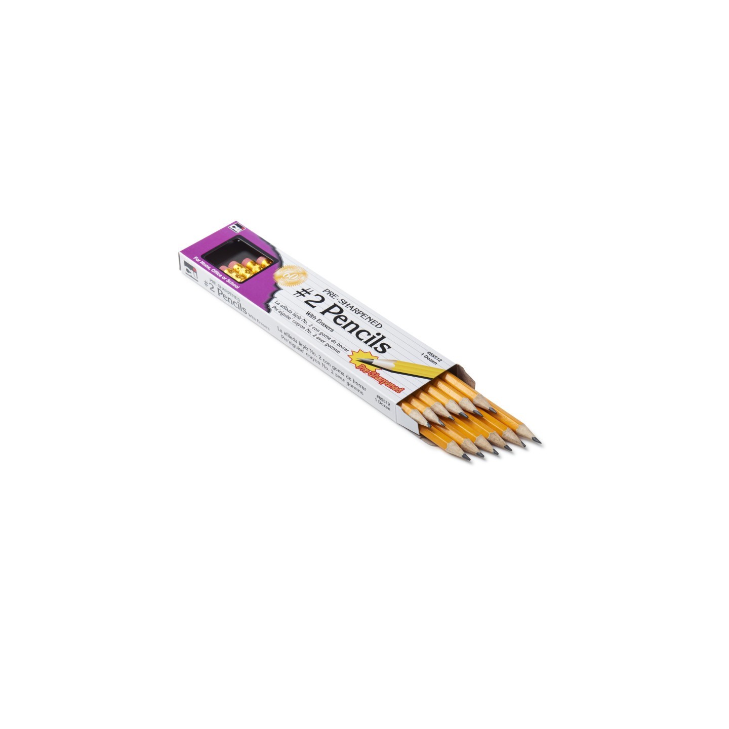 Charles Leonard Pre-Sharpened #2 Pencil with Eraser, Yellow, Pack of 12