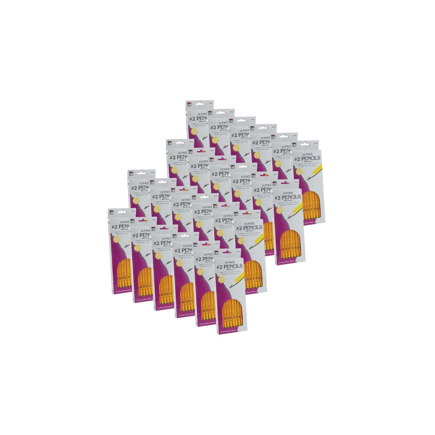Charles Leonard No. 2 Pencil with Eraser, 10 Per Pack, 24 Packs