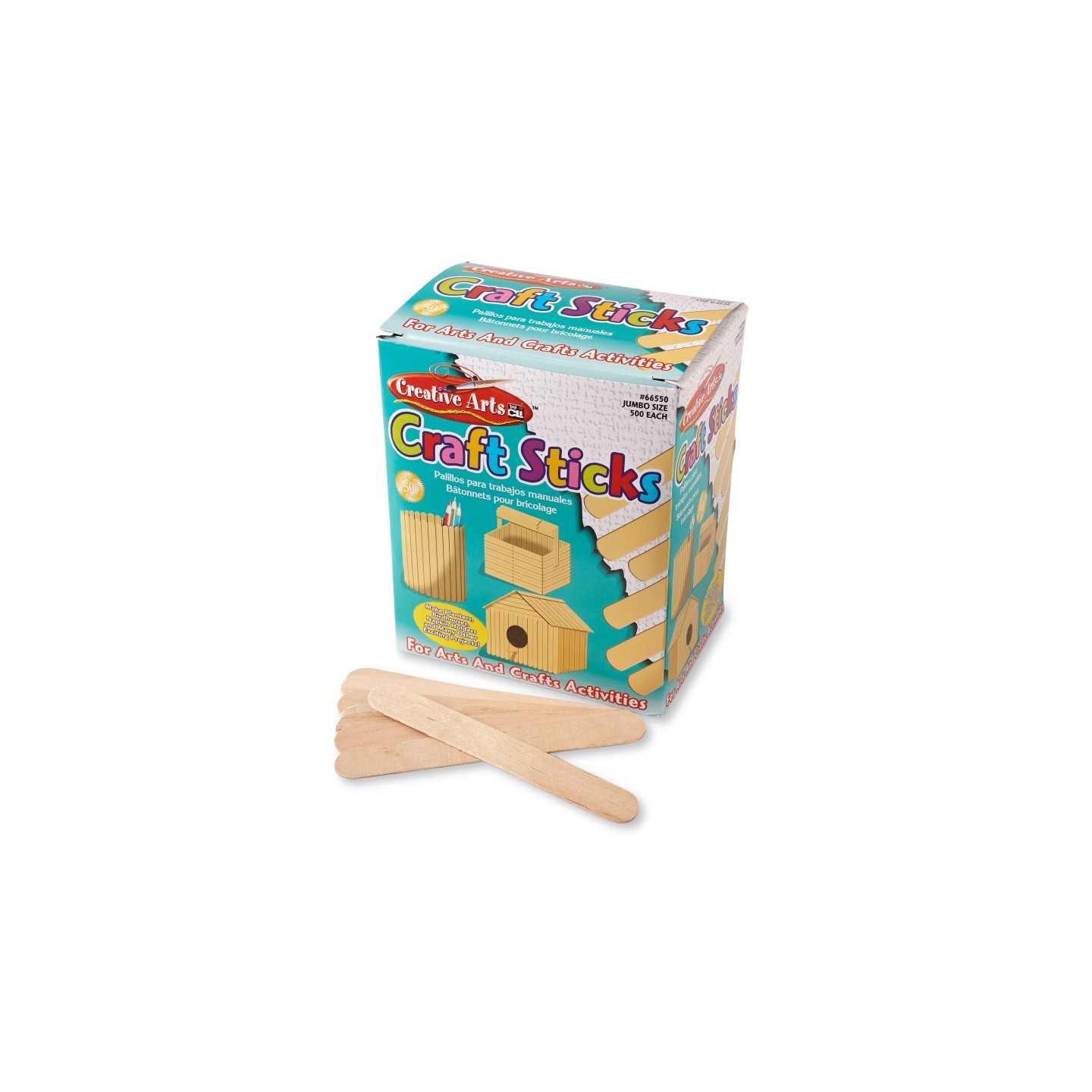 Charles Leonard Creative Arts Jumbo Craft Sticks, 6" x 0.75", Natural, Box of 500