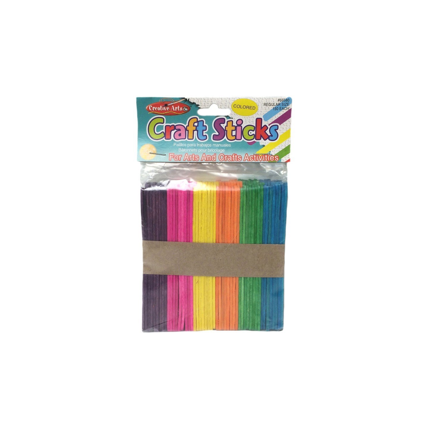 Charles Leonard Colored Craft Sticks, Regular Size, 4-1/2" x 3/8", Bag of 150