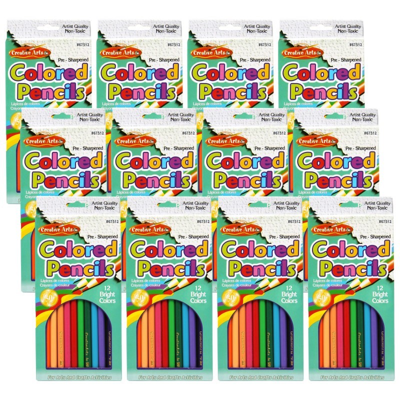 Charles Leonard Pre-Sharpened Colored Pencils, Assorted Colors, 7 Inches, 12 Per Set, 12 Sets