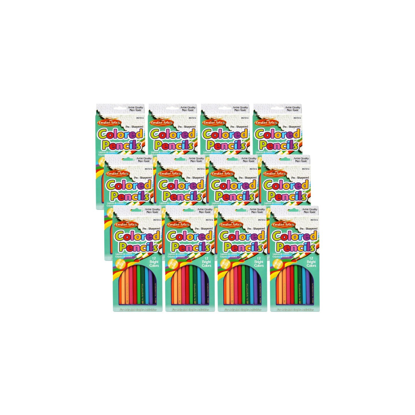Charles Leonard Pre-Sharpened Colored Pencils, Assorted Colors, 7 Inches, 12 Per Set, 12 Sets