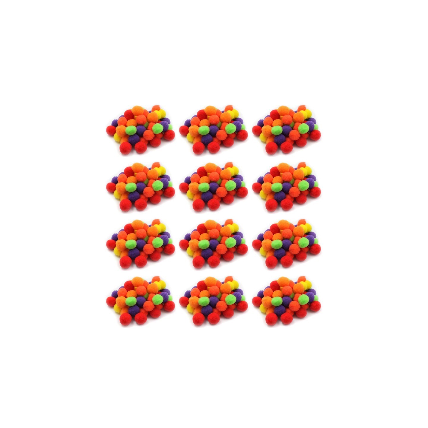 Charles Leonard Pom-Poms 1", Assorted Hot Colors, 50 Per Pack, 12 Packs