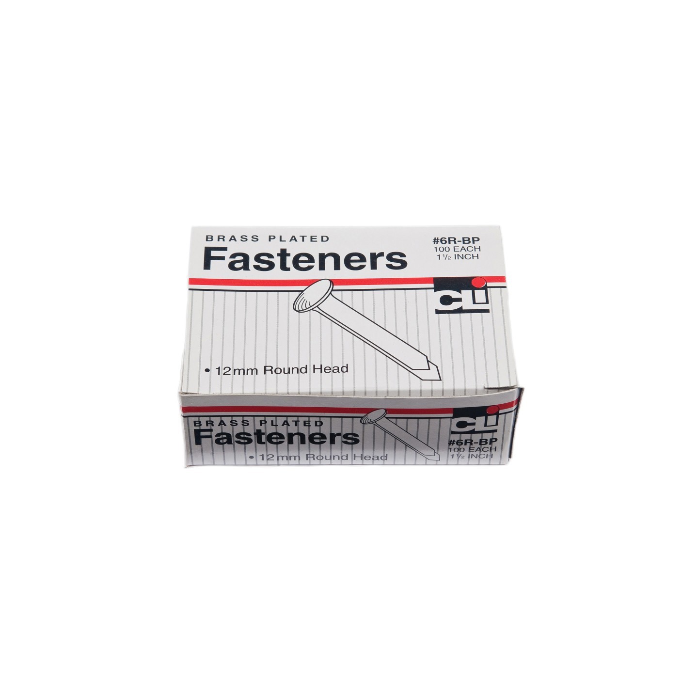 Charles Leonard Fasteners, Round Head, Brass Plated, 1-1/2 Inch Shank, 12 MM Head, Box of 100