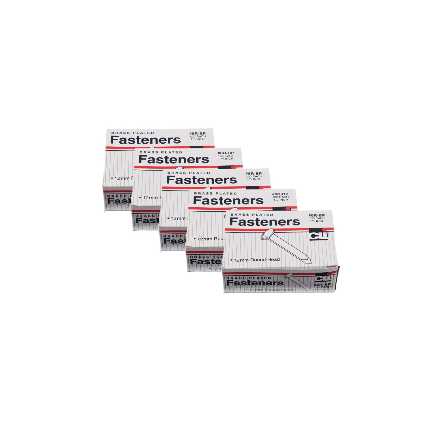 Charles Leonard Brass Paper Fasteners 1.5", 100 Per Pack, 5 Packs